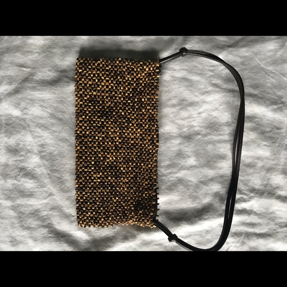 Brown beaded clutch